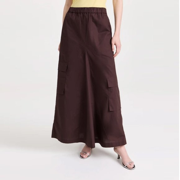 Tibi Vintage Cotton Pull On Cargo Godet Skirt in Brown, size 0 - Picture 5 of 12